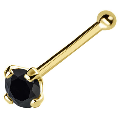 Jewelry Avalanche Black Moissanite 22G 14K Gold Ball-end Nose Stud