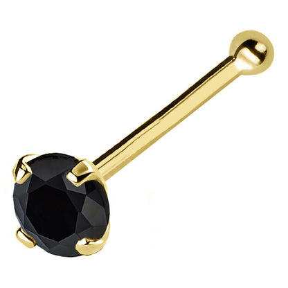 Jewelry Avalanche Black Moissanite 22G 14K Gold Ball-end Nose Stud