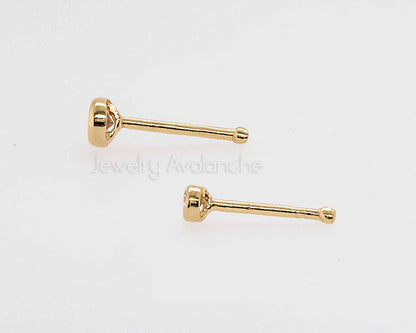 Jewelry Avalanche 22G 14K Yellow Gold Bezel-set CZ Nose Bone Nose Ring Stud