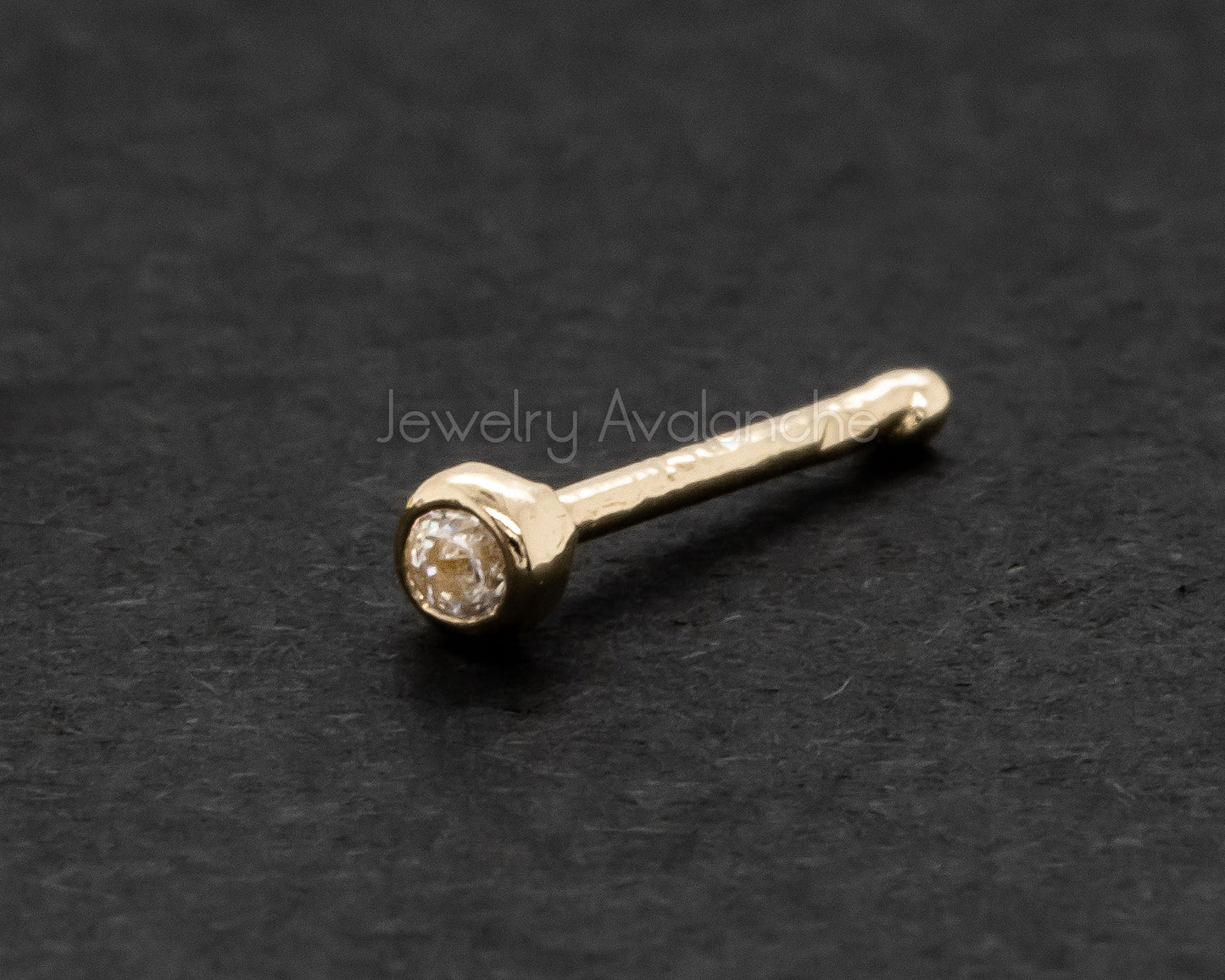 Jewelry Avalanche 22G 14K Yellow Gold Bezel-set CZ Nose Bone Nose Ring Stud