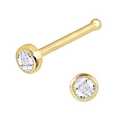 Jewelry Avalanche 22G 14K Yellow Gold Bezel-set CZ Nose Bone Nose Ring Stud
