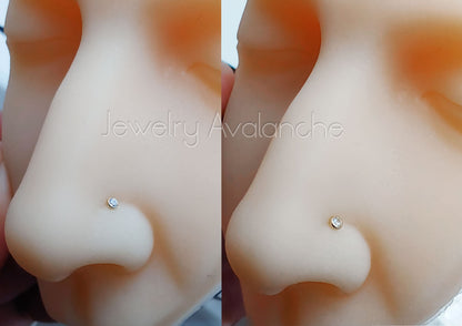 Jewelry Avalanche 22G 14K Yellow Gold Bezel-set CZ Nose Bone Nose Ring Stud