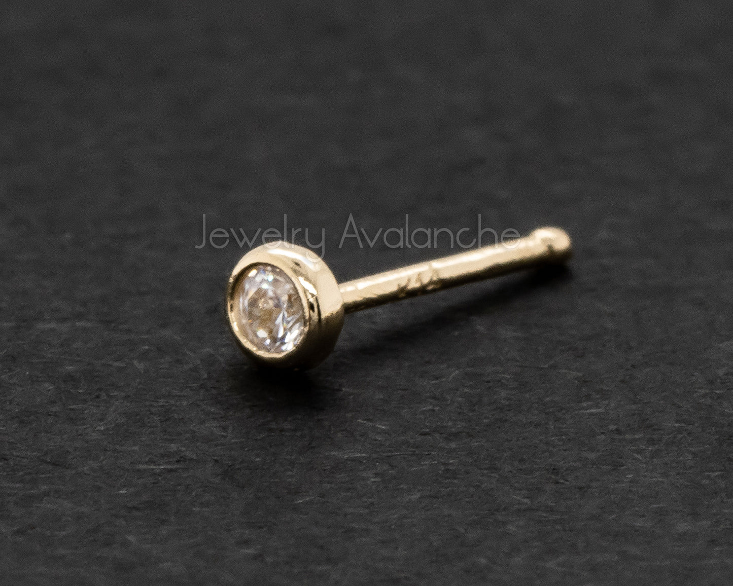Jewelry Avalanche 22G 14K Yellow Gold Bezel-set CZ Nose Bone Nose Ring Stud