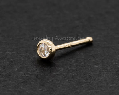 Jewelry Avalanche 22G 14K Yellow Gold Bezel-set CZ Nose Bone Nose Ring Stud