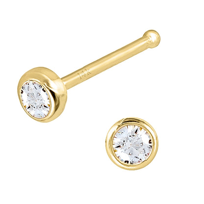Jewelry Avalanche 22G 14K Yellow Gold Bezel-set CZ Nose Bone Nose Ring Stud