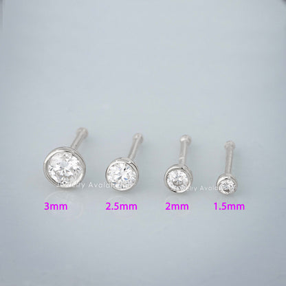 Jewelry Avalanche 22G 14K Gold Bezel-set Moissanite Ball-end Nose Stud