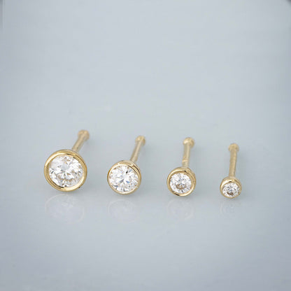 Jewelry Avalanche 22G 14K Gold Bezel-set Moissanite Ball-end Nose Stud