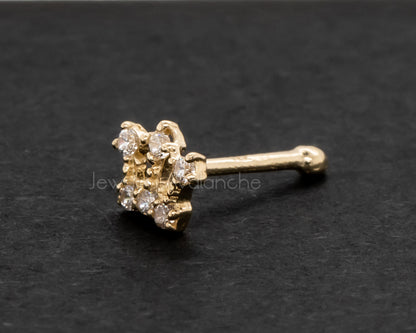 Jewelry Avalanche CZ Accented Crown 22G 14K Yellow Gold Nose Bone Nose Ring Stud
