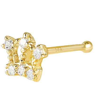 Jewelry Avalanche CZ Accented Crown 22G 14K Yellow Gold Nose Bone Nose Ring Stud