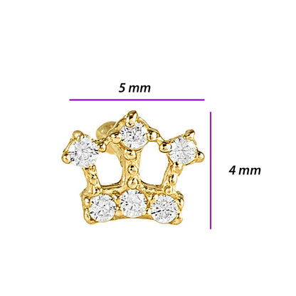 Jewelry Avalanche CZ Accented Crown 22G 14K Yellow Gold Nose Bone Nose Ring Stud