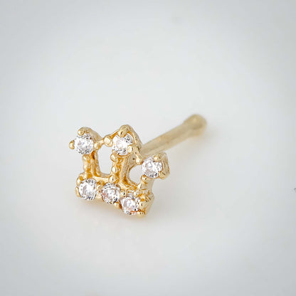 Jewelry Avalanche CZ Accented Crown 22G 14K Yellow Gold Nose Bone Nose Ring Stud