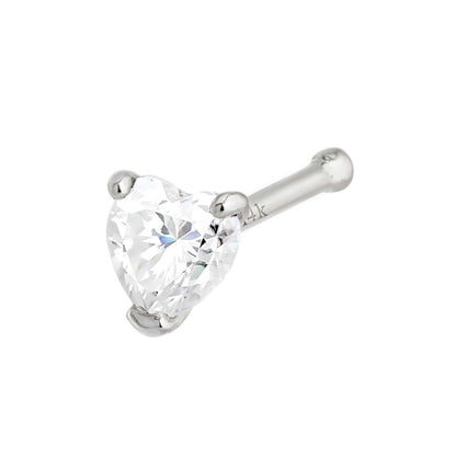 Jewelry Avalanche 22G 14K Gold Heart-shape Moissanite Nose Bone Nose Stud