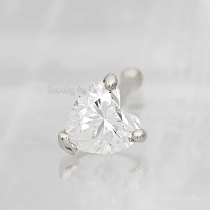 Jewelry Avalanche 22G 14K Gold Heart-shape Moissanite Nose Bone Nose Stud