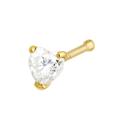 Jewelry Avalanche 22G 14K Gold Heart-shape Moissanite Nose Bone Nose Stud