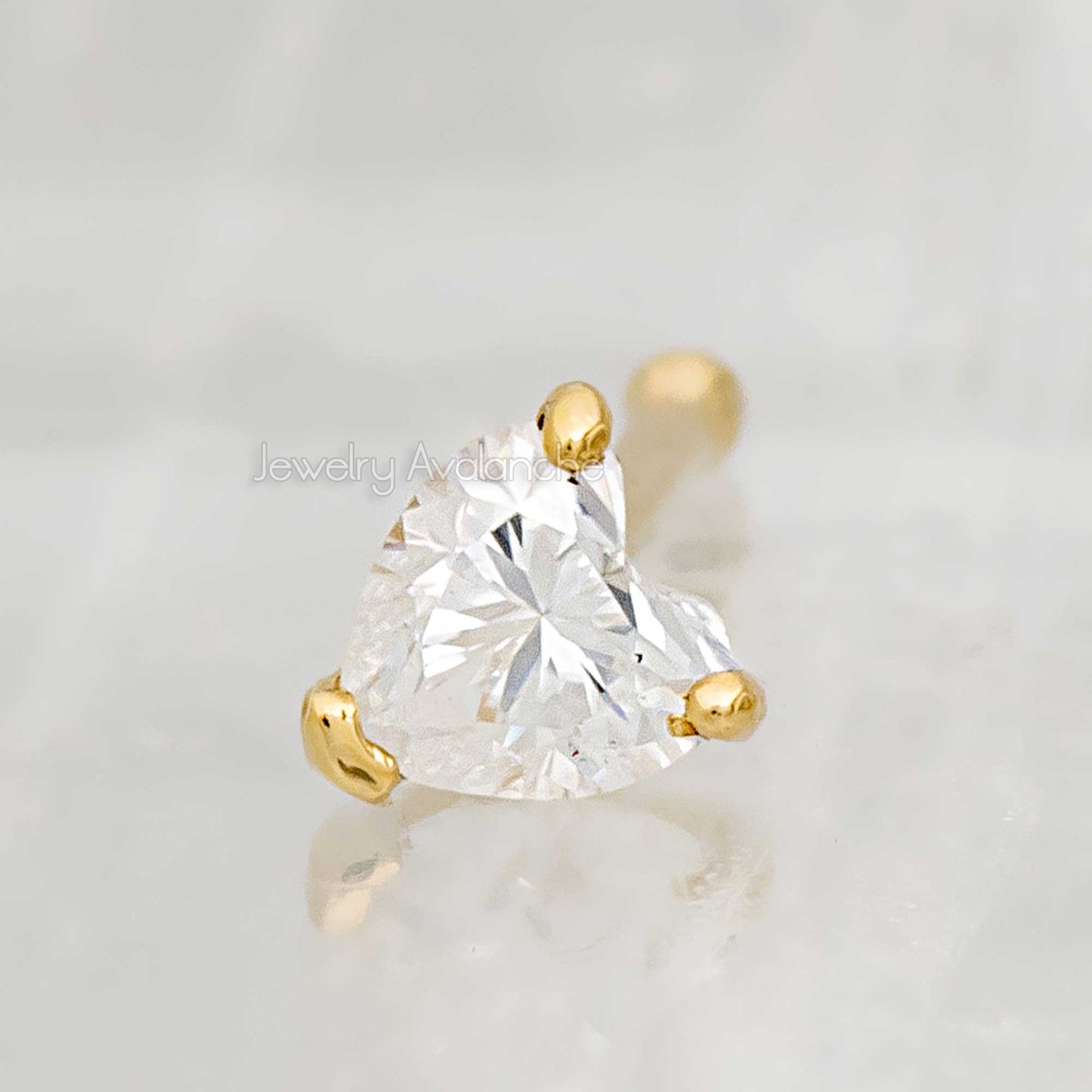 Jewelry Avalanche 22G 14K Gold Heart-shape Moissanite Nose Bone Nose Stud