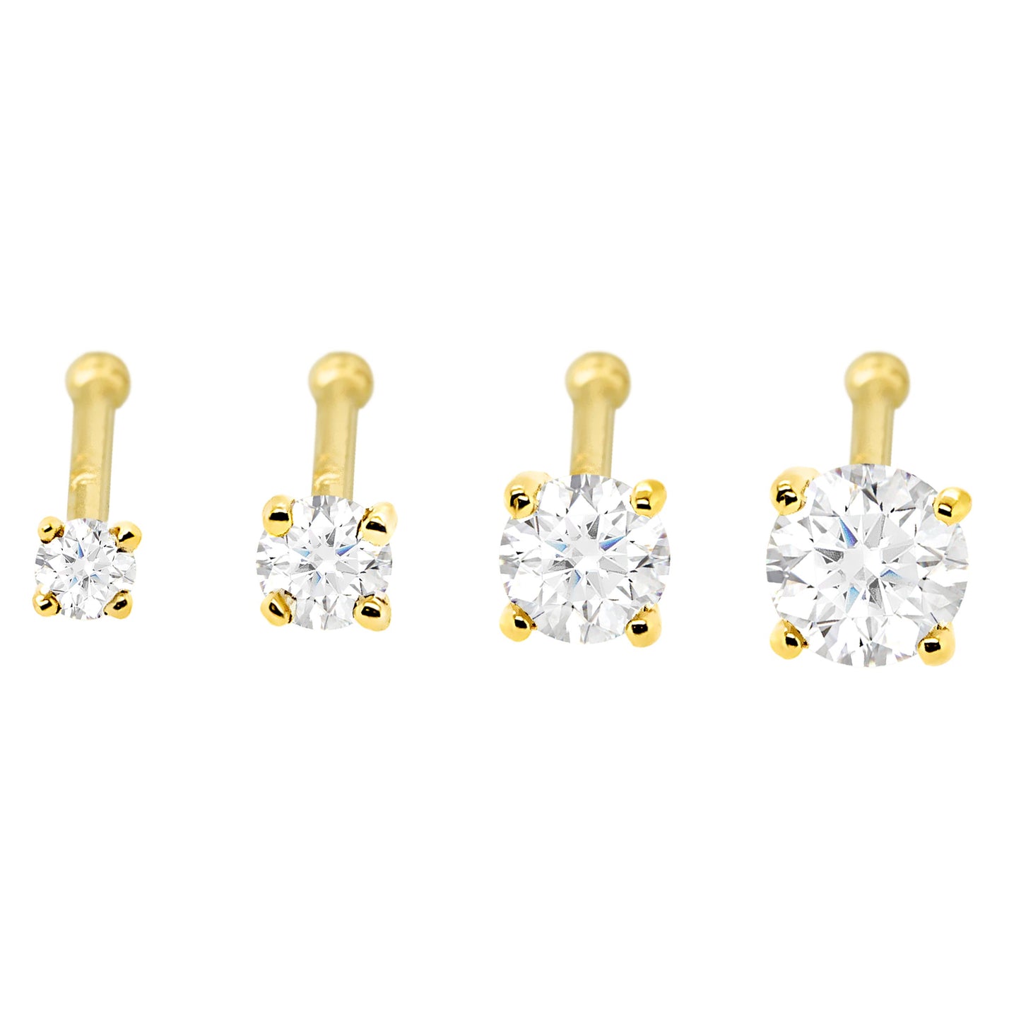 Jewelry Avalanche 22G 14K Gold Ball-end Nose Stud with Moissanite