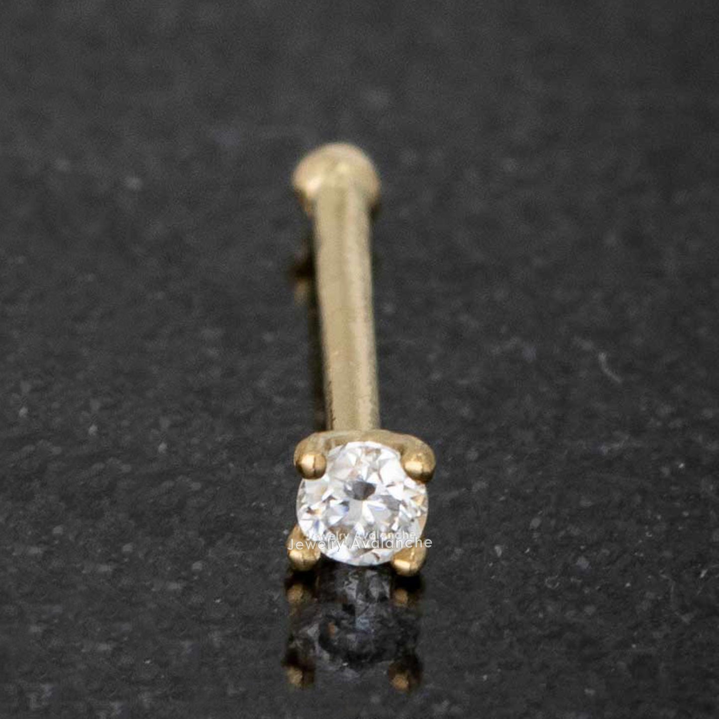 Jewelry Avalanche 22G 14K Gold Ball-end Nose Stud with Moissanite