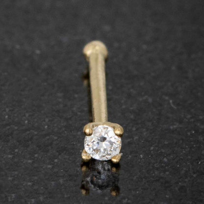 Jewelry Avalanche 22G 14K Gold Ball-end Nose Stud with Moissanite