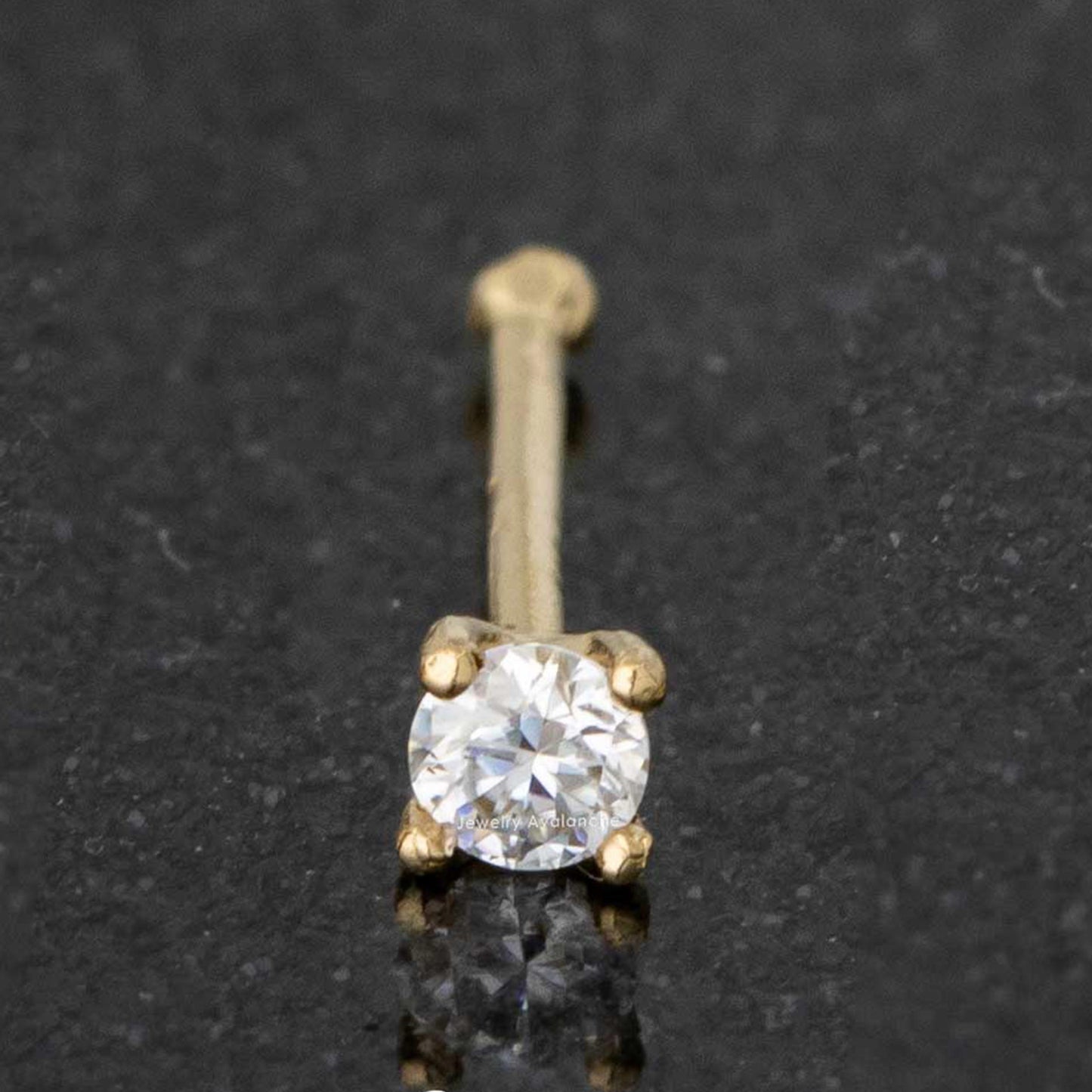 Jewelry Avalanche 22G 14K Gold Ball-end Nose Stud with Moissanite