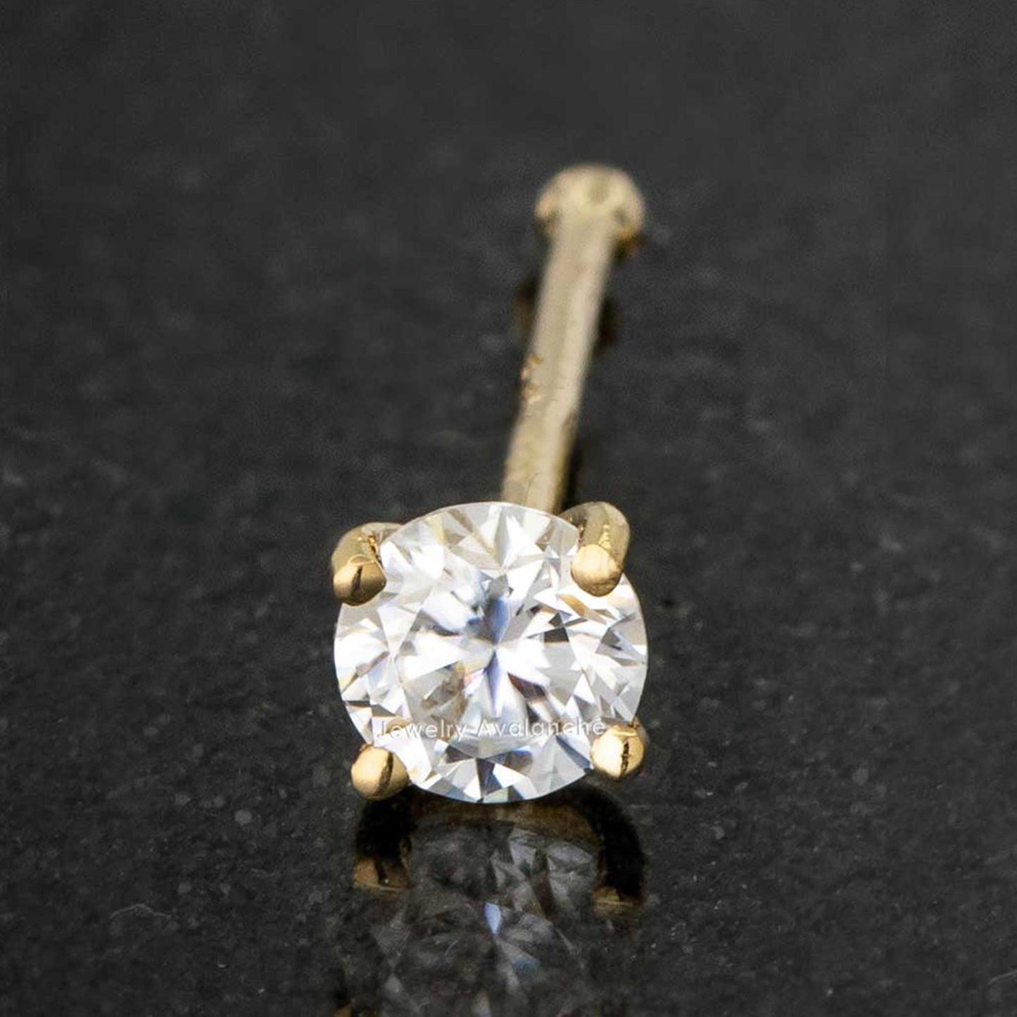 Jewelry Avalanche 22G 14K Gold Ball-end Nose Stud with Moissanite