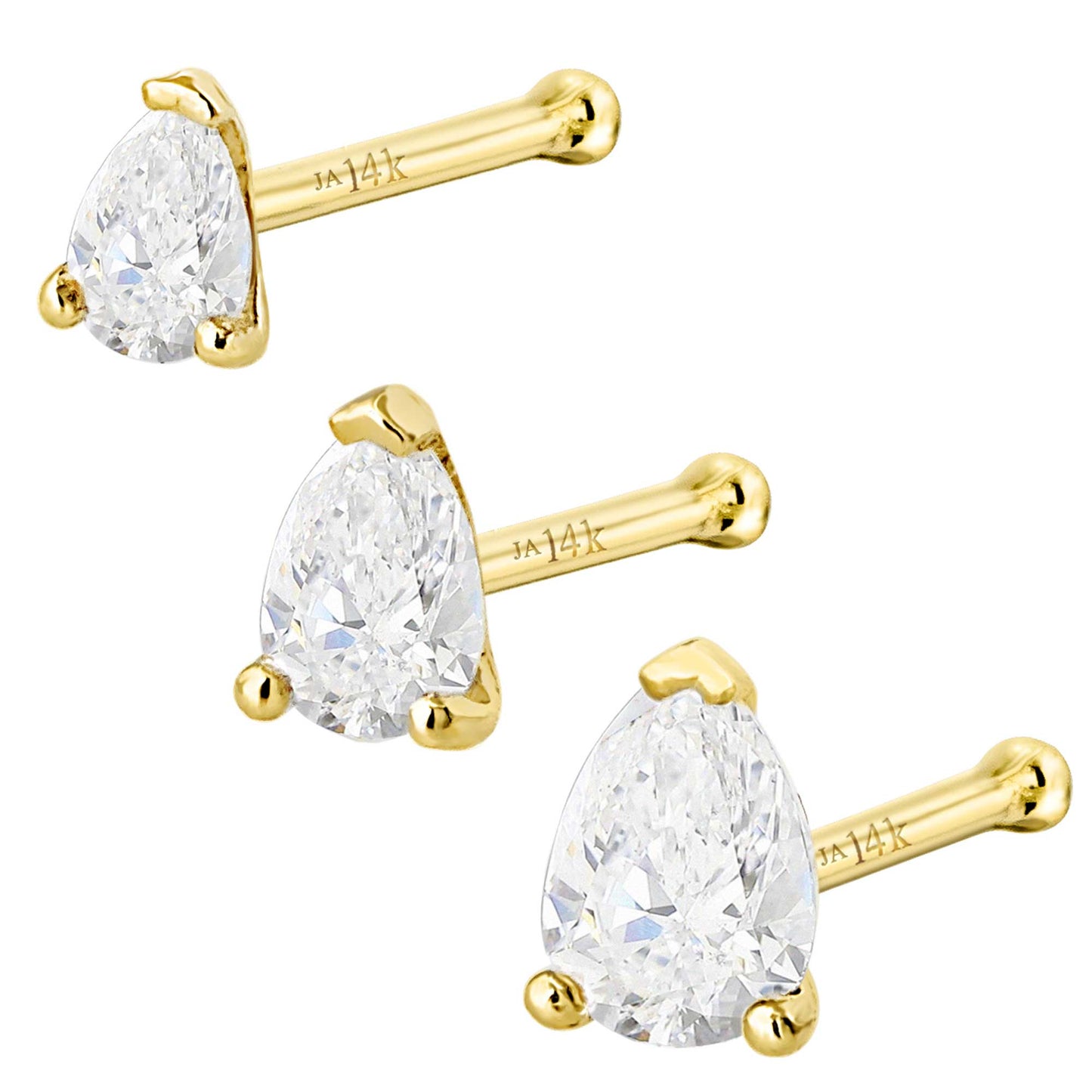Jewelry Avalanche 22G 14K Gold Pear-shape Moissanite Nose Bone Stud