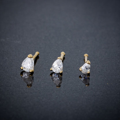 Jewelry Avalanche 22G 14K Gold Pear-shape Moissanite Nose Bone Stud