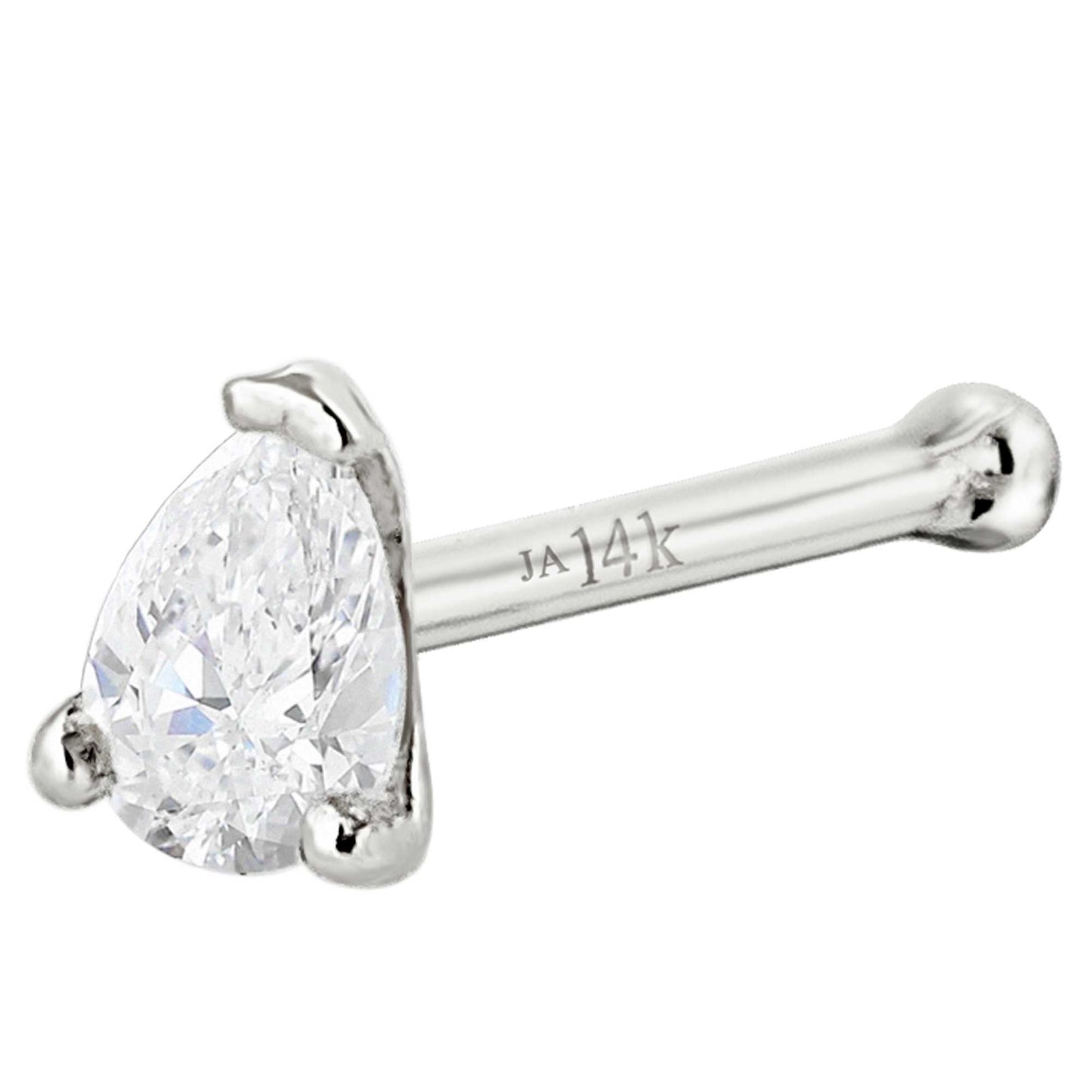 Jewelry Avalanche 22G 14K Gold Pear-shape Moissanite Nose Bone Stud