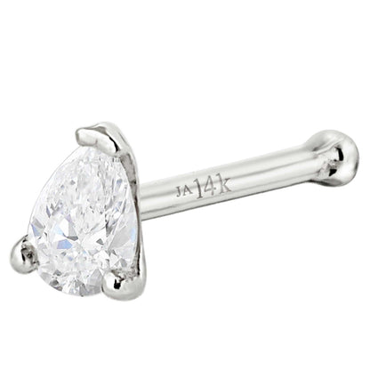 Jewelry Avalanche 22G 14K Gold Pear-shape Moissanite Nose Bone Stud