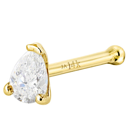 Jewelry Avalanche 22G 14K Gold Pear-shape Moissanite Nose Bone Stud