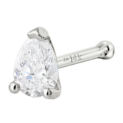 Jewelry Avalanche 22G 14K Gold Pear-shape Moissanite Nose Bone Stud