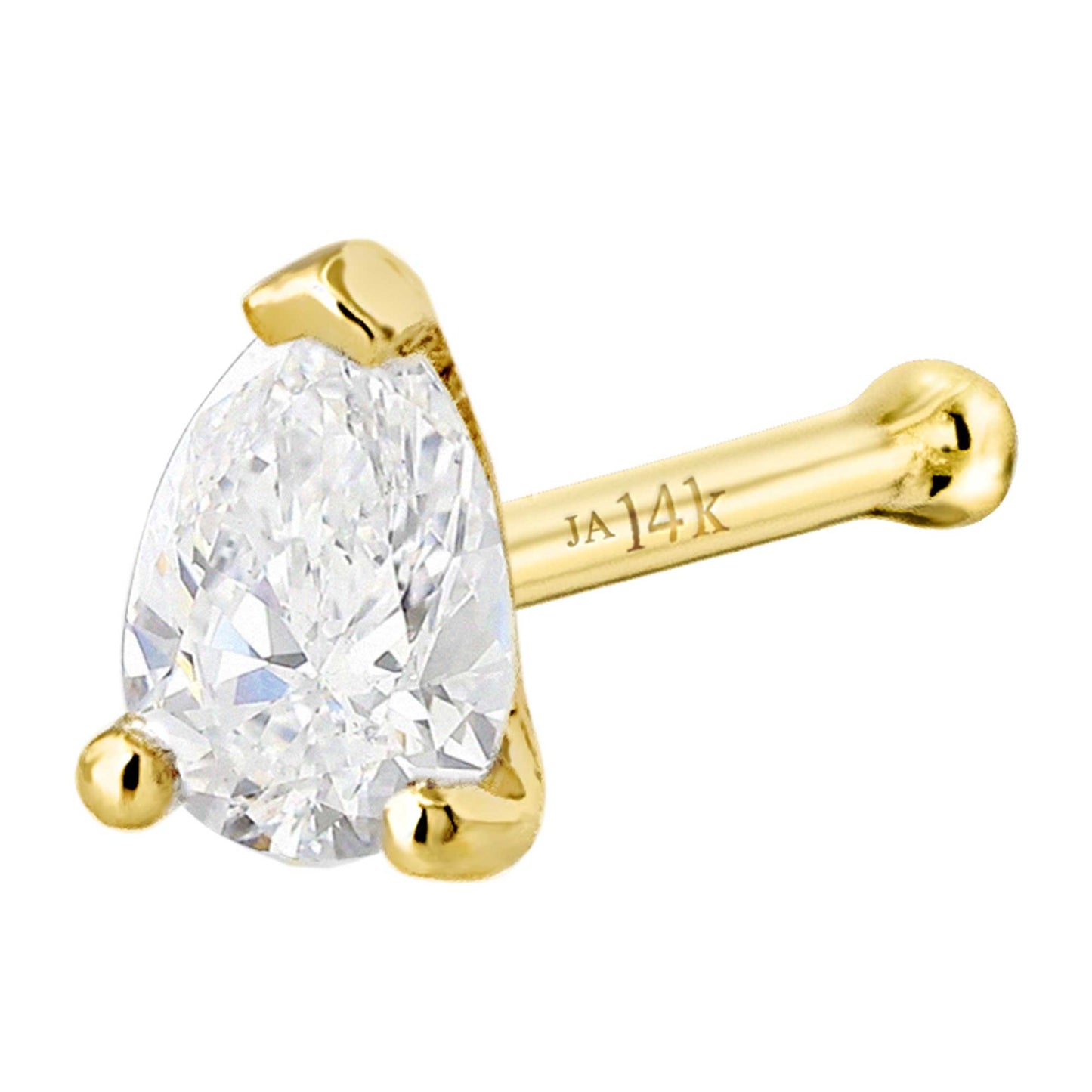 Jewelry Avalanche 22G 14K Gold Pear-shape Moissanite Nose Bone Stud