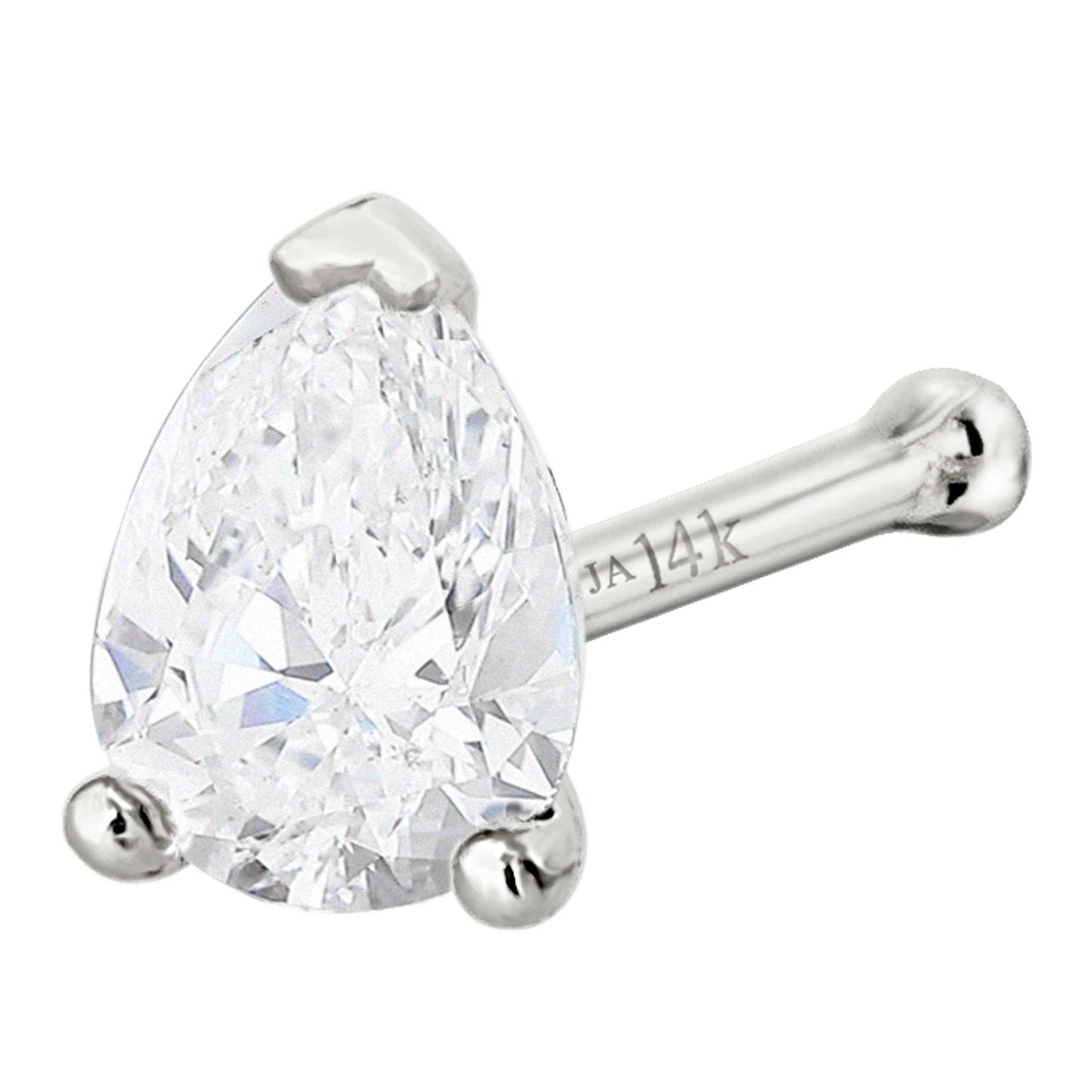 Jewelry Avalanche 22G 14K Gold Pear-shape Moissanite Nose Bone Stud