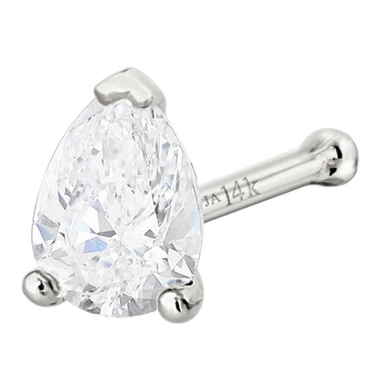 Jewelry Avalanche 22G 14K Gold Pear-shape Moissanite Nose Bone Stud