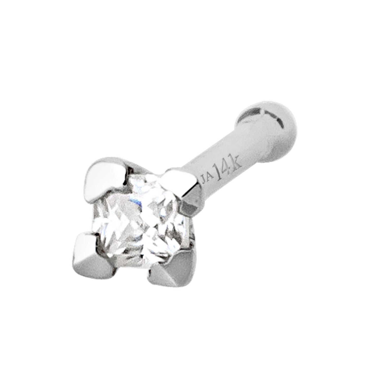 Jewelry Avalanche V-Prong Set Princess Cut Moissanite Nose Bone Nose Stud, Solid 14K Gold, 22G