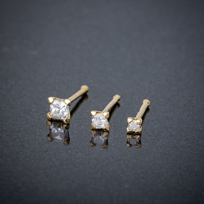 Jewelry Avalanche V-Prong Set Princess Cut Moissanite Nose Bone Nose Stud, Solid 14K Gold, 22G