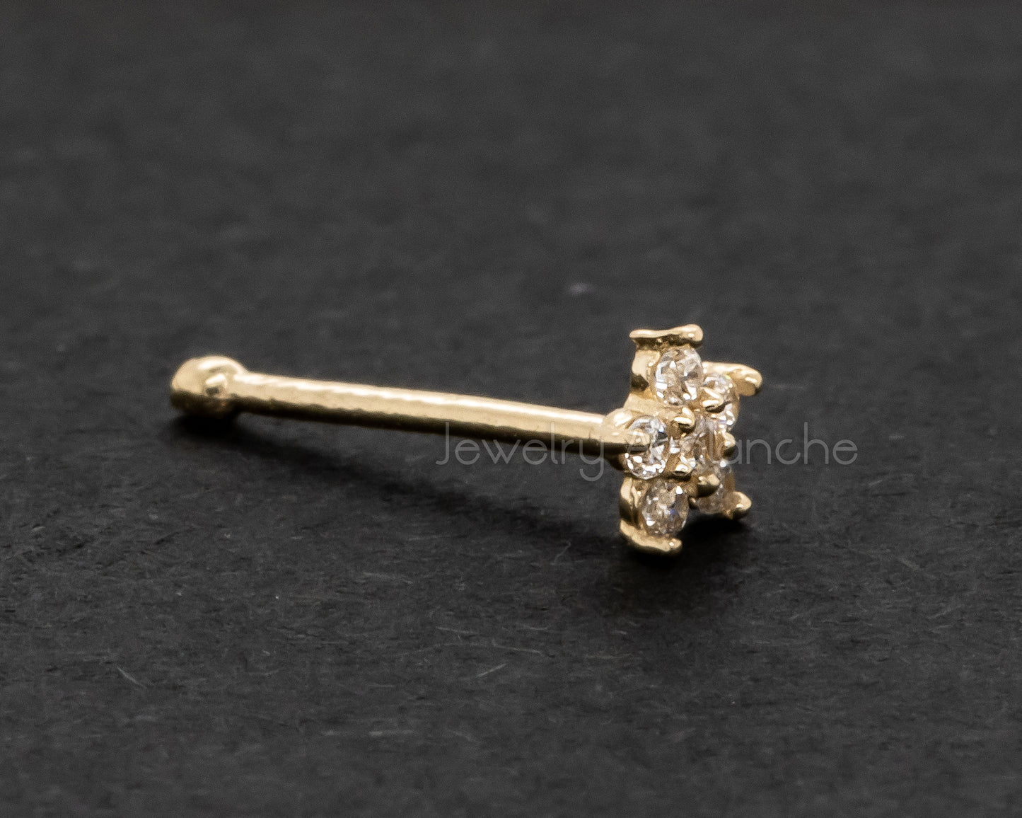 Jewelry Avalanche 22G 14K Yellow Gold CZ Flower-Star Nose Bone Nose Ring Stud