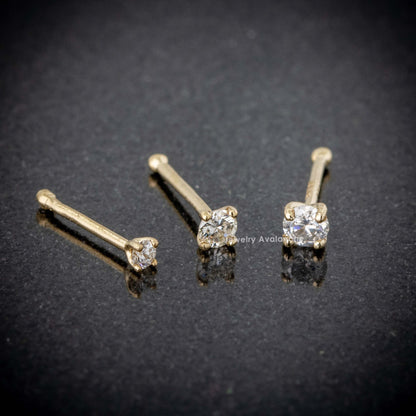 Jewelry Avalanche 22G 14K Gold Ball-end Nose Stud with Diamond