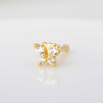 Jewelry Avalanche 20G 14K Yellow Gold Butterfly Nose Bone Nose Ring Stud