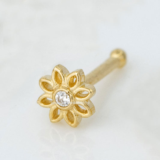 Jewelry Avalanche 20G 14K Yellow Gold Sunflower Nose Bone Nose Ring Stud