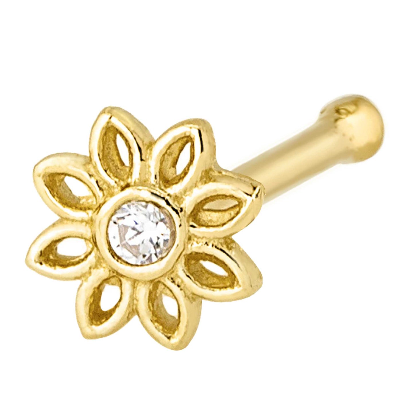 Jewelry Avalanche 20G 14K Yellow Gold Sunflower Nose Bone Nose Ring Stud