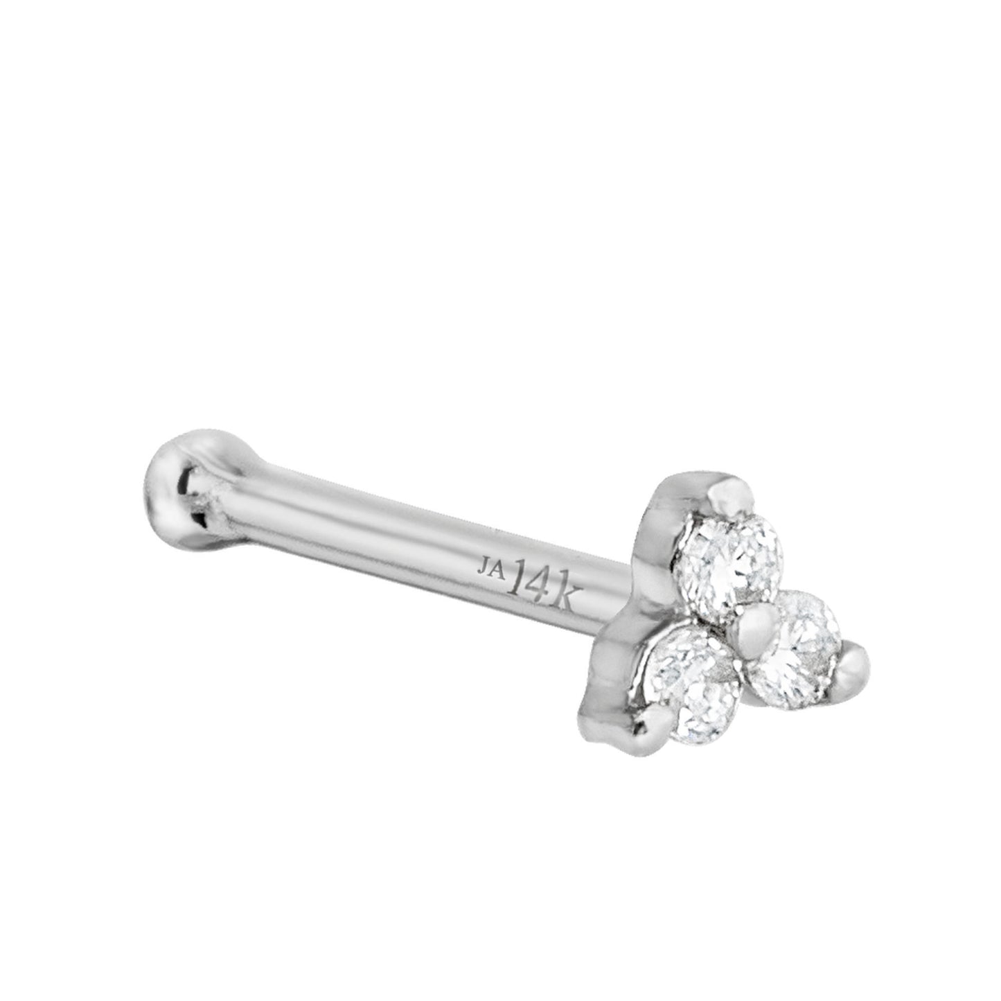 Jewelry Avalanche 14K Gold 22G 3-stone 0.015ctw Moissanite Ball-end Nose Stud