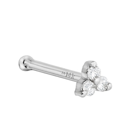 Jewelry Avalanche 14K Gold 22G 3-stone 0.015ctw Moissanite Ball-end Nose Stud