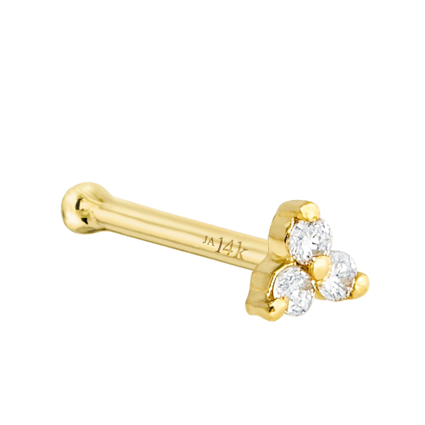 Jewelry Avalanche 14K Gold 22G 3-stone 0.015ctw Moissanite Ball-end Nose Stud