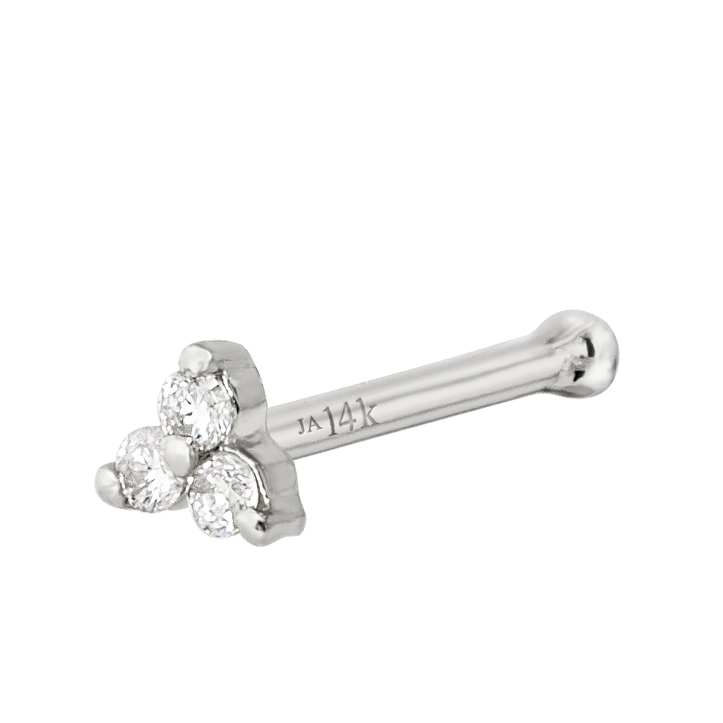 Jewelry Avalanche 3-stone 0.015ctw Diamond Ball-end Nose Stud 22G Solid 14K Gold