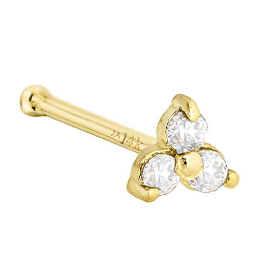 Jewelry Avalanche 22G 14K Gold 3-stone 0.03ctw Moissanite Ball-end Nose Stud