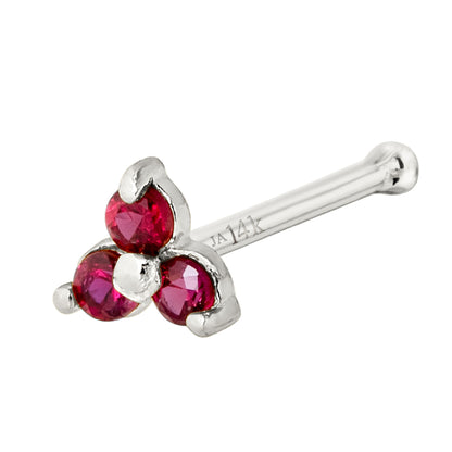 Jewelry Avalanche 3-stone Ruby Nose Bone Nose Stud 22G Solid 14K Gold