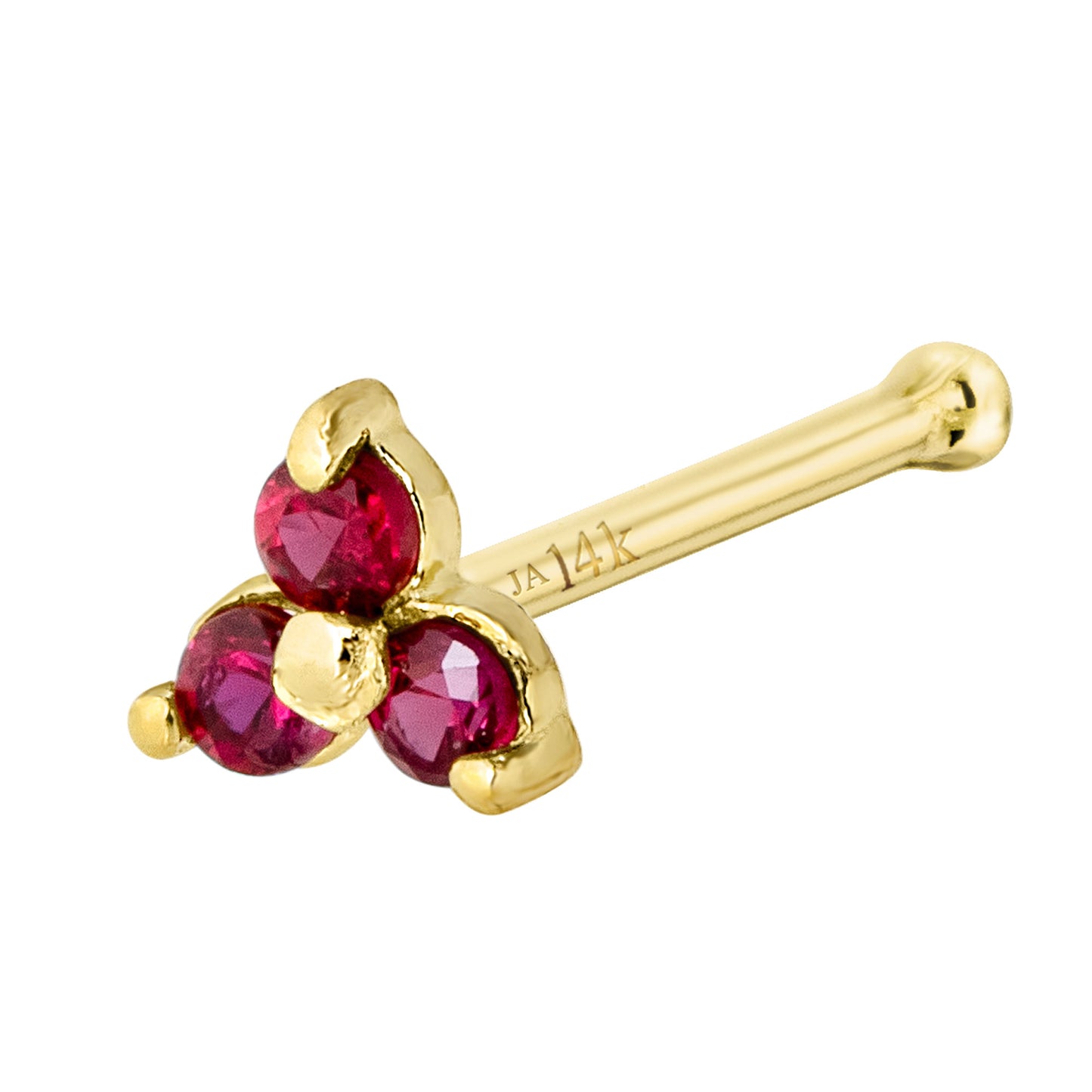 Jewelry Avalanche 3-stone Ruby Nose Bone Nose Stud 22G Solid 14K Gold