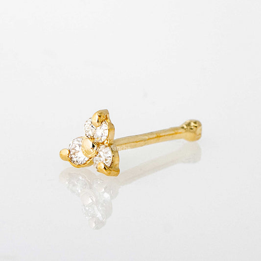 Jewelry Avalanche 22G 14K Gold 3-stone 0.03ctw Moissanite Ball-end Nose Stud