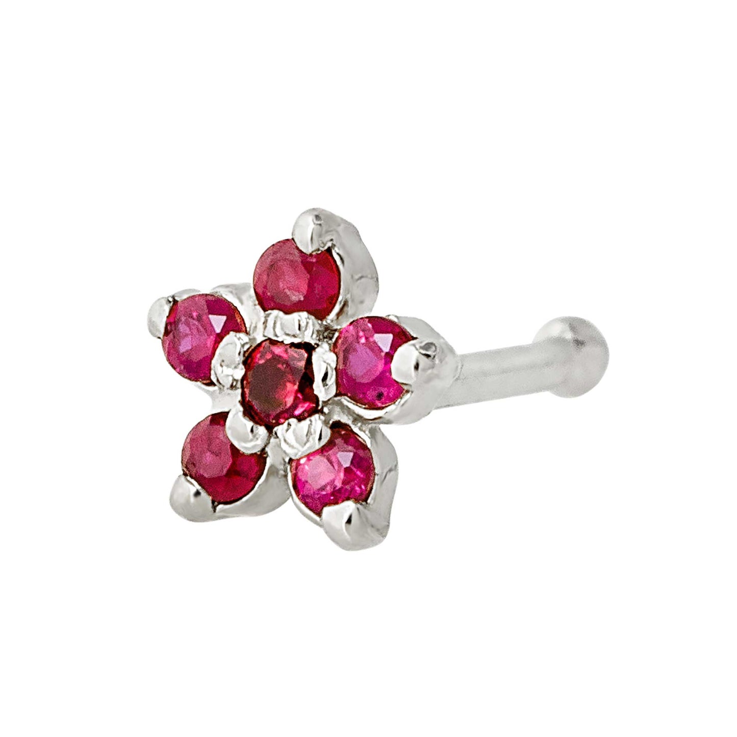 Jewelry Avalanche 22G Solid 14K Gold Ruby Flower Nose Bone Nose Stud