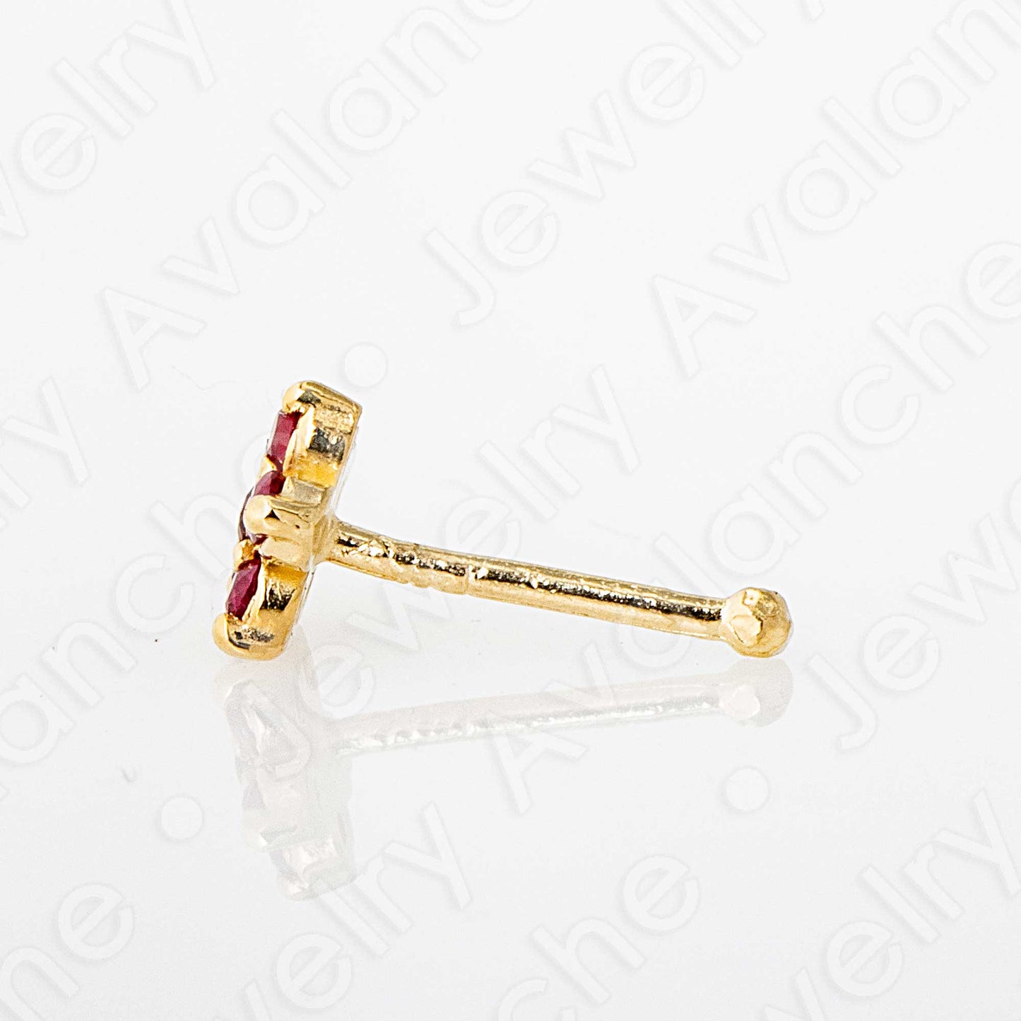 Jewelry Avalanche 22G Solid 14K Gold Ruby Flower Nose Bone Nose Stud